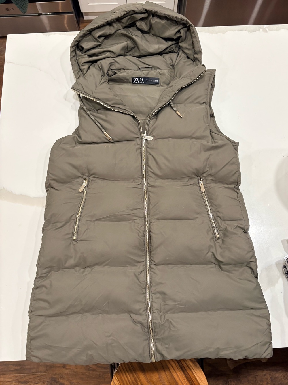 Zara Hooded Puffer Long Vest